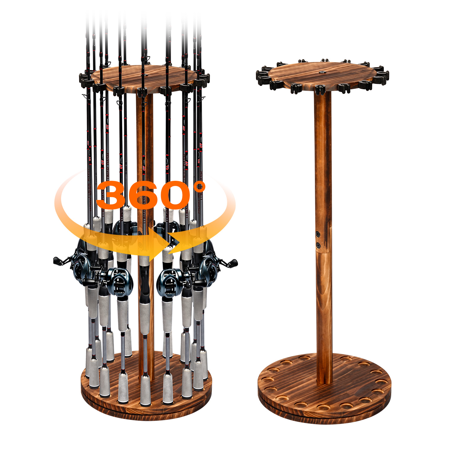 Round Carbonized Wood Fishing  - Fishing Rod Pod 评论和价格